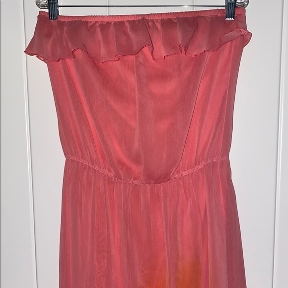 L8ter Floral Strapless Ruffle Maxi Dress Boho Hippie Tropical Size L Resortwear - Picture 3 of 8